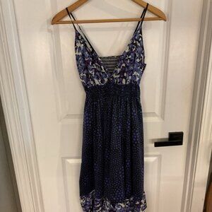 Crazy Fish - Adjustable Spaghetti Strap V-neck Dress - Purple Floral - Ladies M